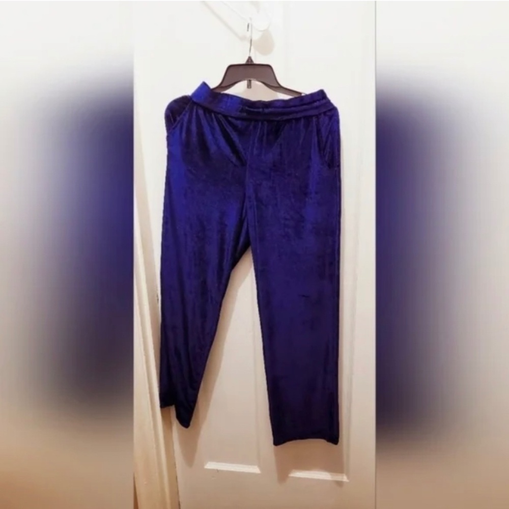 Women's Royal Blue Velveti Straight Pant by Dip Size M